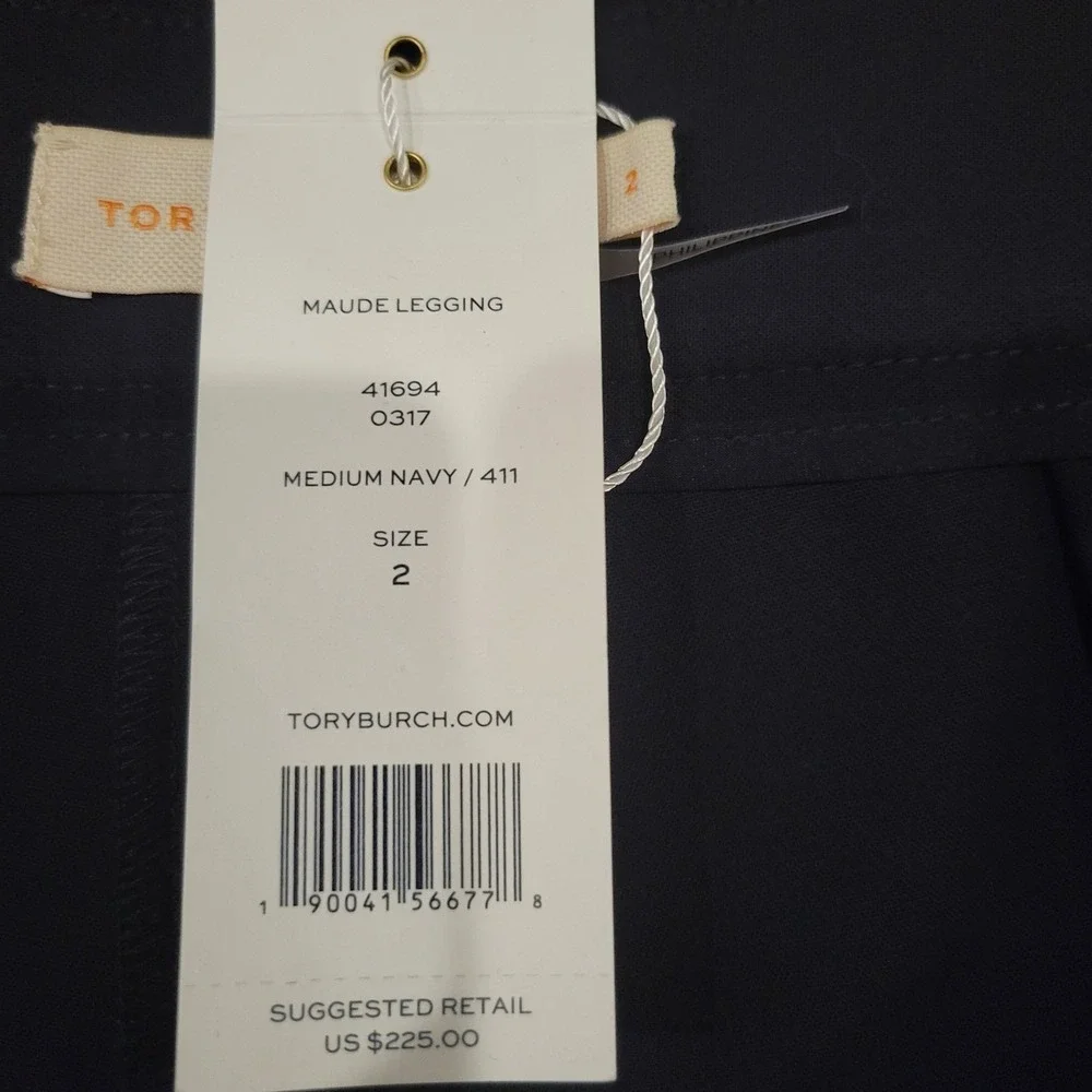 Tory Burch Maude Navy Blue Stretch Ankle Flat Front Cigar Pants Size‎ 2 I376